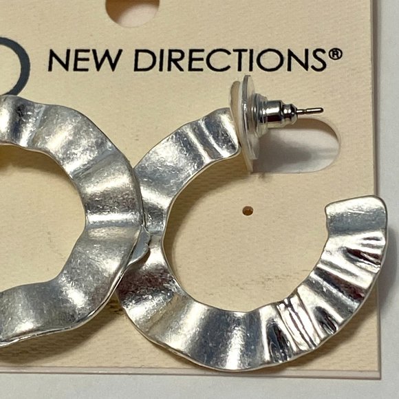 New Directions Open Hoop Silver Tone Earrings -NWT - Picture 4 of 4